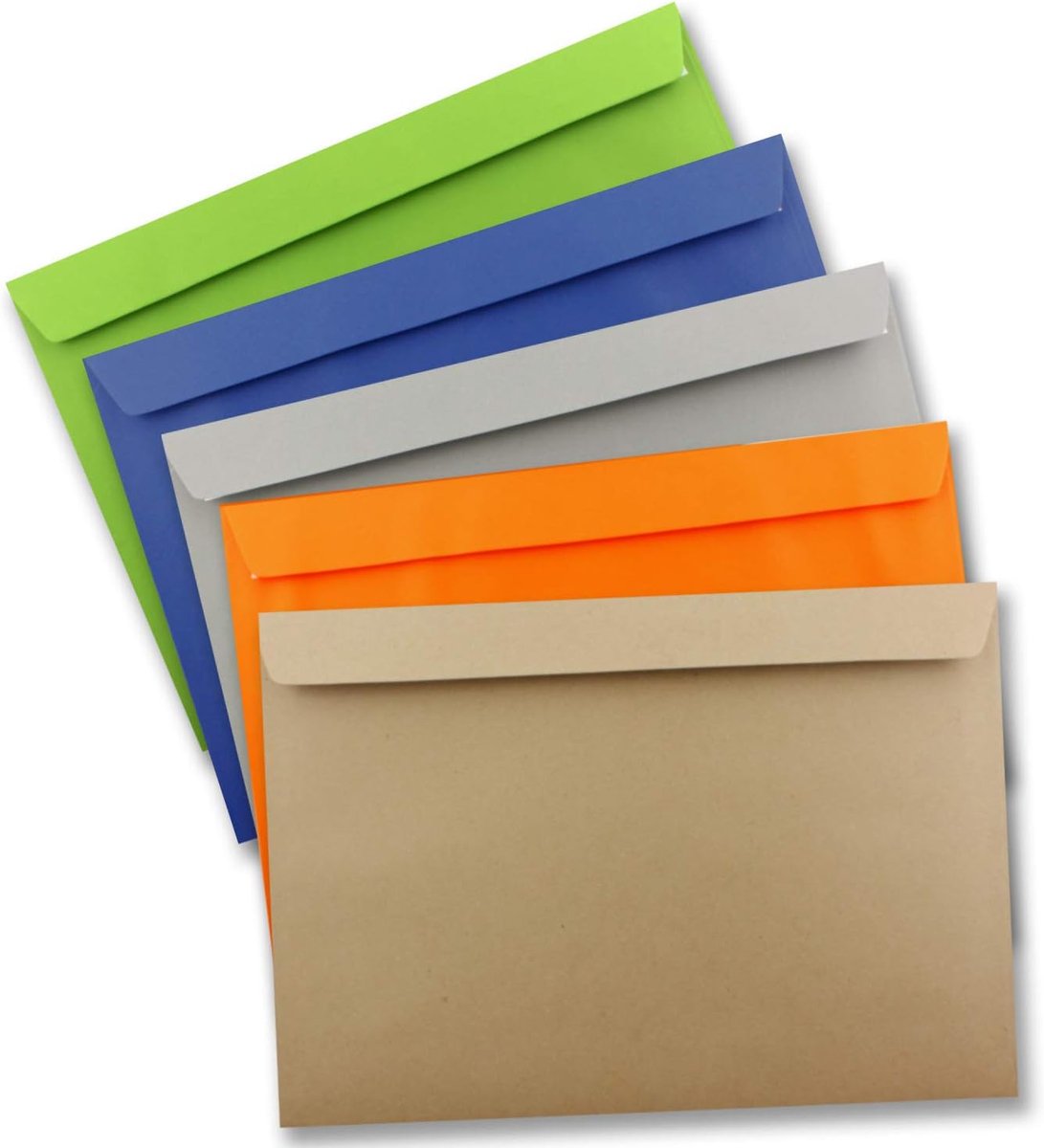10 x grote XXL enveloppen DIN C4 in kleurenmix 1-22,9 x 32,4 cm - zelfklevende lijm zonder venster - verzendtas geschikt voor DIN A4