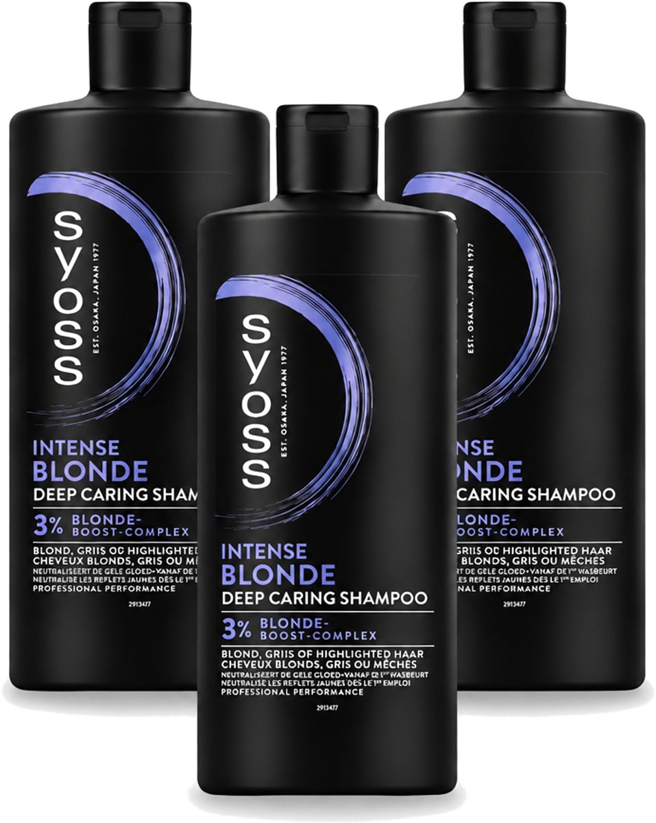 3 x Syoss – Shampoo – Blonde – 440 ml - Voordeelverpakking - 3 stuks
