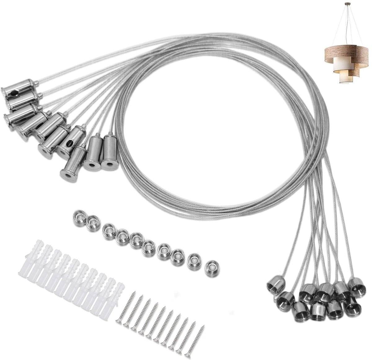 LED Paneel Hangset met RVS Kabel 0.3 cm x 1 m, Corrosiebestendige Plafondmontage voor Verlichting en Decoratie, Ideaal voor Thuis en Kantoor