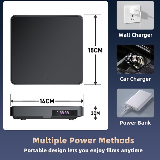 Dvd-speler voor tv, HDMI-video met USB/TF-ingangen, foutcorrectie, ruisonderdrukking — afbeelding 3