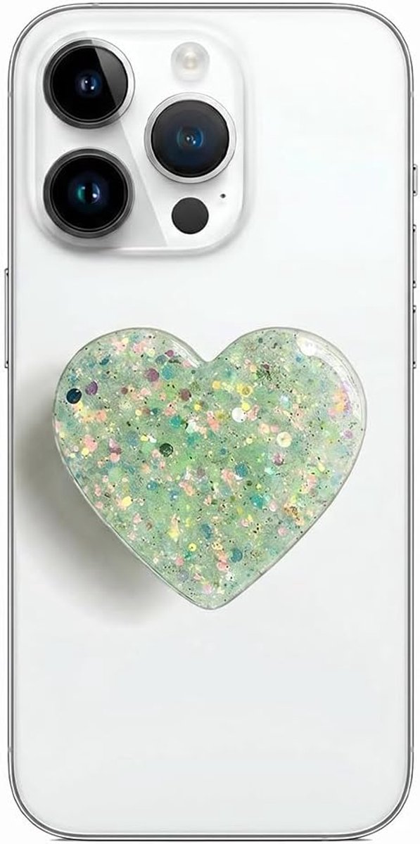 Telefoongreep met uitbreidende kickstand, glitter hartvormige uitschuifbare houder opvouwbare standaard en vingerhouder mobiele telefoon grip standaard voor smartphone en tablets
