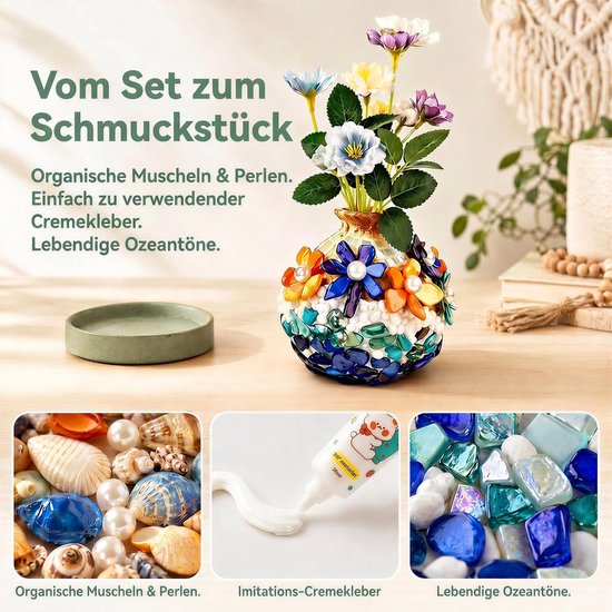 Mozaïek knutselset volwassenen glazen mozaïek vaas set met kunstbloemen — afbeelding 3