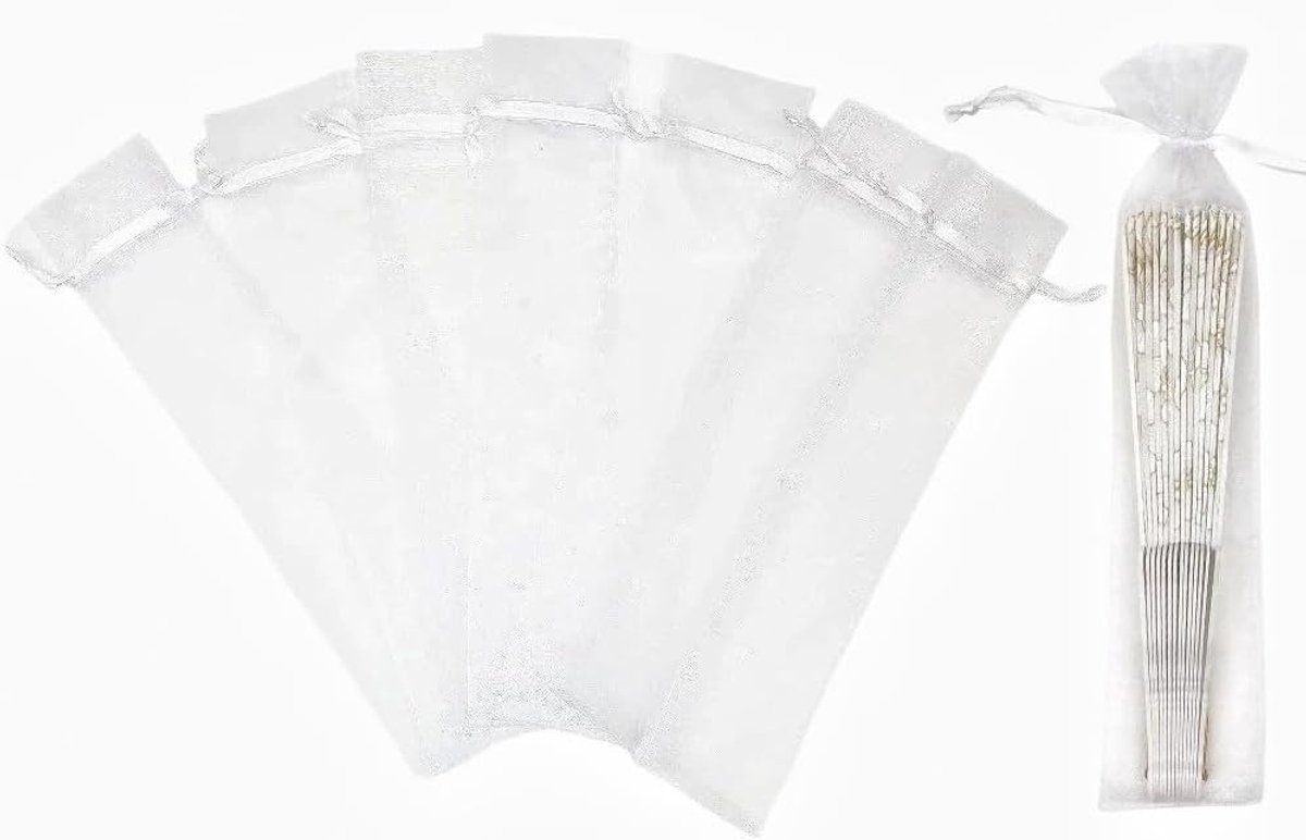 60 stuks witte organza waaierzakjes 6 x 26 cm geschenkverpakking gasten
