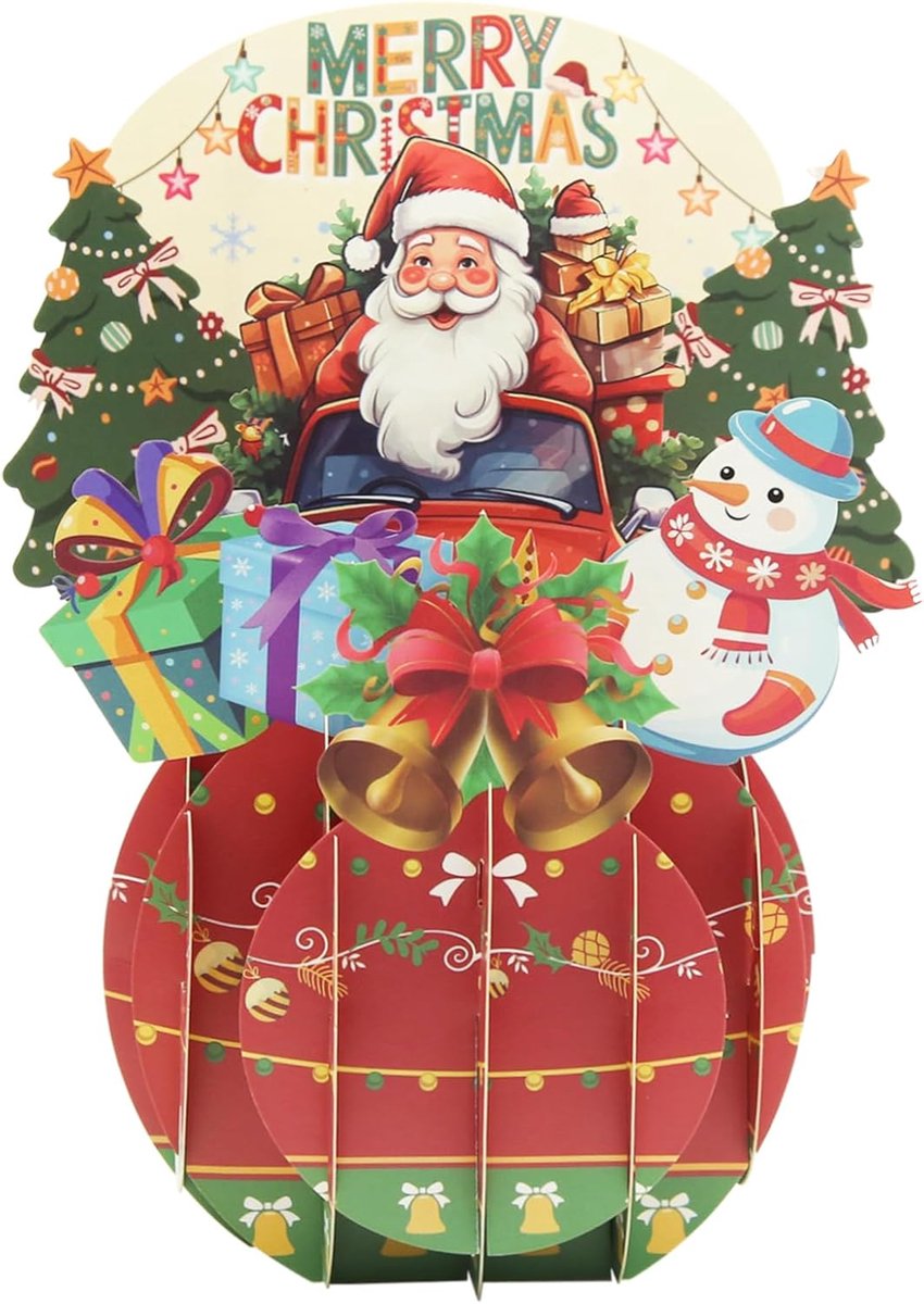 Dailygoods- Kerstkaart 3D Pop-up - Feestelijke Wenskaarten - Kerstman/Sneeuwpop/Kerstboom - Inclusief Enveloppen - 14 x 19 cm - Hoogwaardig Karton - W