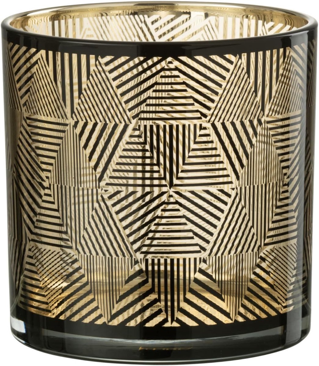 Windlicht Driehoeken Strepen Glas Bruin Medium