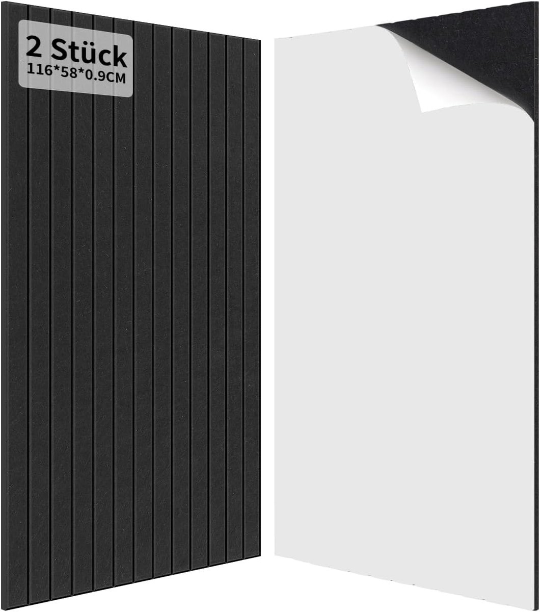 Akoestische Panelen 2 Stuks, 116x58x0,9cm Akoestiekpanelen Wandpanelen, 1,35㎡ Geluidsabsorptie & Wanddecoratie voor Geluidsstudio, Gaming, Thuisstudio, Zwart
