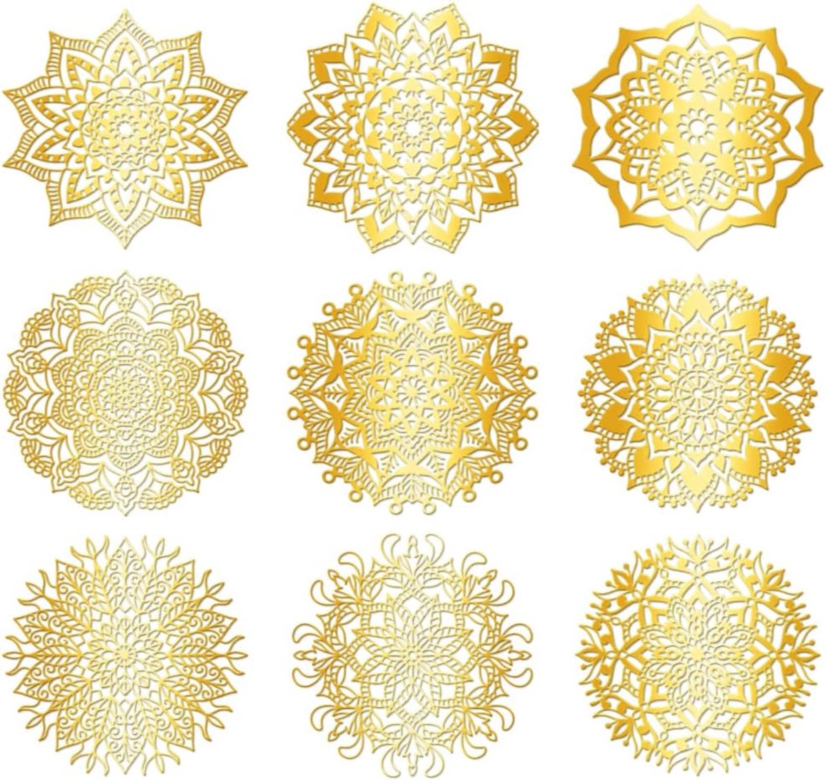 Dailygoods- Decoratiestickers Goud - Zelfklevende Stickers - Vintage Kruisdesign - Waterdicht - 9 Stuks - 4 x 4 cm - Voor Plakboeken