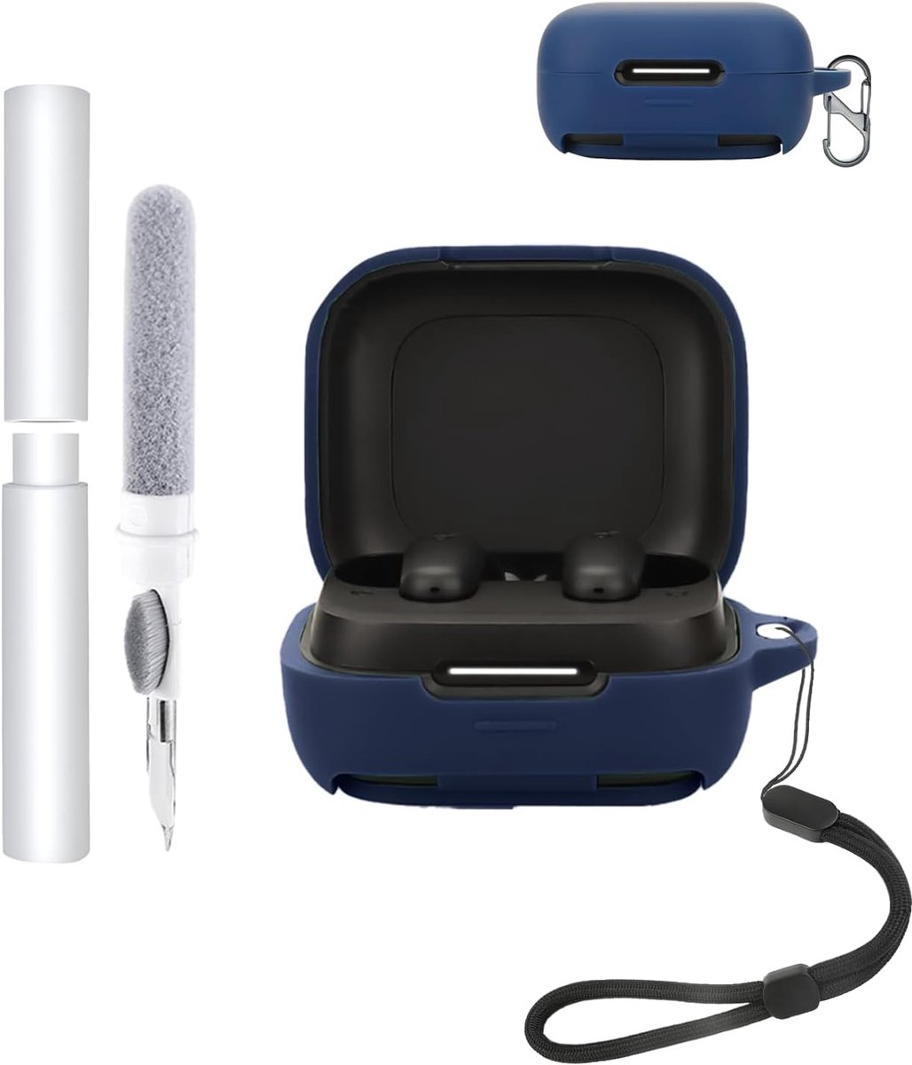 Hoes voor Anker Soundcore P31i open-ear koptelefoon, schokbestendig, toergy waterdicht, zacht en duurzaam, met koord, sleutelhanger en reinigingstool, blauw