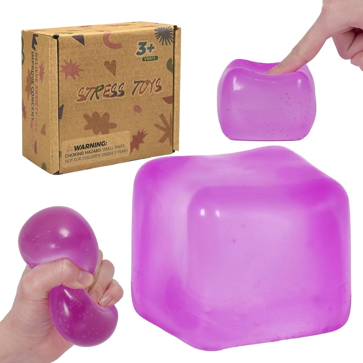 Knijpspeelgoed Bal – Zachte Squishy Stressbal, Anti Stress Speelgoed voor Kinderen en Volwassenen (Purple)