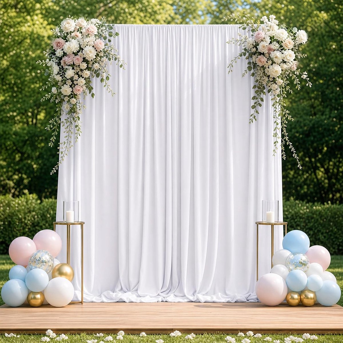 3 x 3 m, gordijn voor achtergrond, fotoachtergrond, gordijn, achtergrondstof, fotobox, bruiloft, decoratie, verjaardag, doop, feest, achtergrond, drapering (wit, 3 x 3 m)