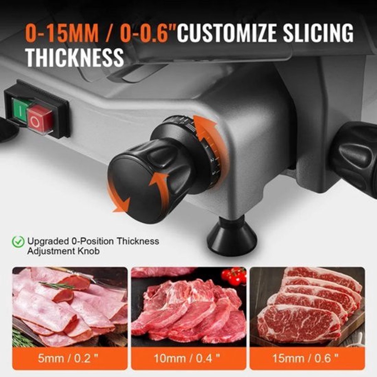 Vleessnijmachine - Vleessnijder - Snijmachine - Broodsnijmachine - Elektrische - 8 Inch Roestvrijstalen Mes - Allessnijder - Ingebouwde Slijpsteen – Instelbare Snijdikte 0-12 mm – Perfect voor Deli en Thuisgebrui