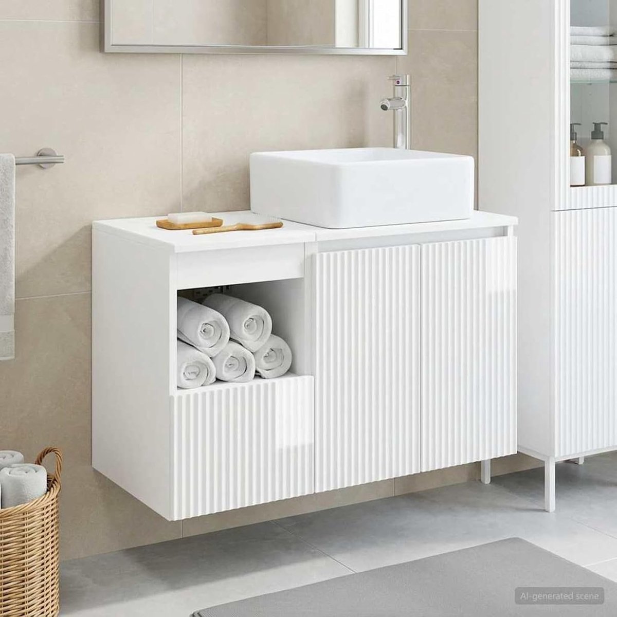 Badkamermeubelset 2 STK. Hoogglans wit houtmateriaal 3404068