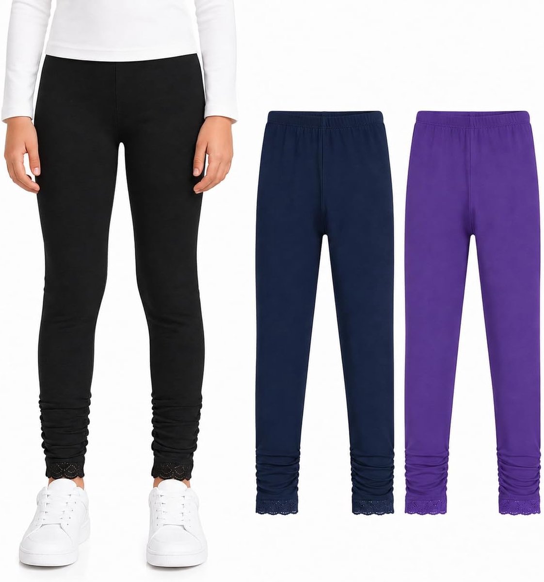 Leggings: Kinderen Katoen Zacht Stretch Dans Tights 3Pcs Set