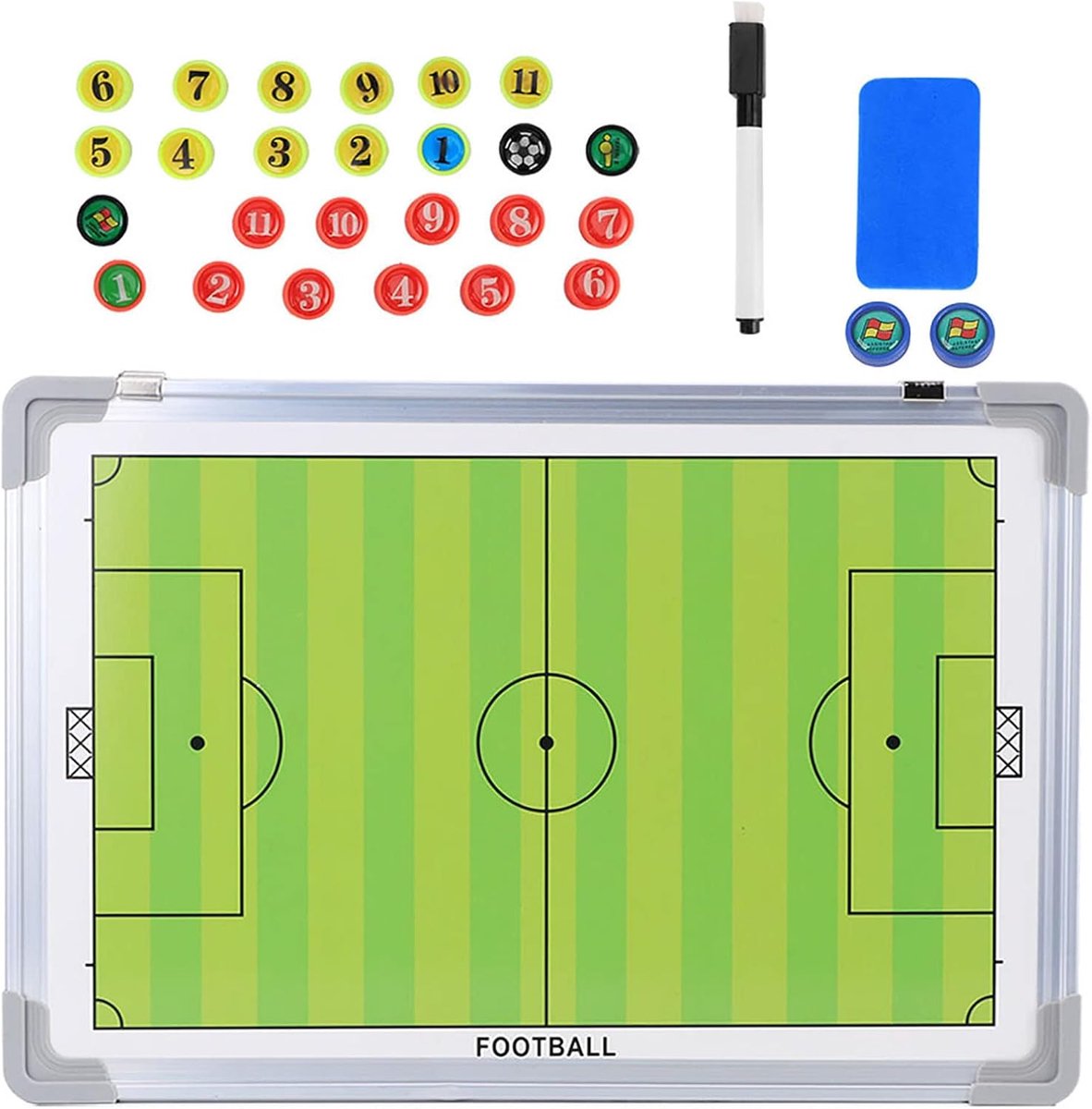 tactisch bord voor voetbaltrainer, tactisch bord met magneten en marker, magnetisch, hangende voetbalspeelplaat van aluminiumlegering