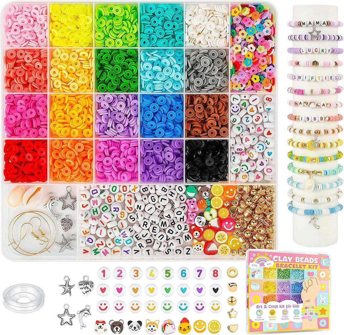 Armband-maakset met kralen en hangers, 6000 stuks