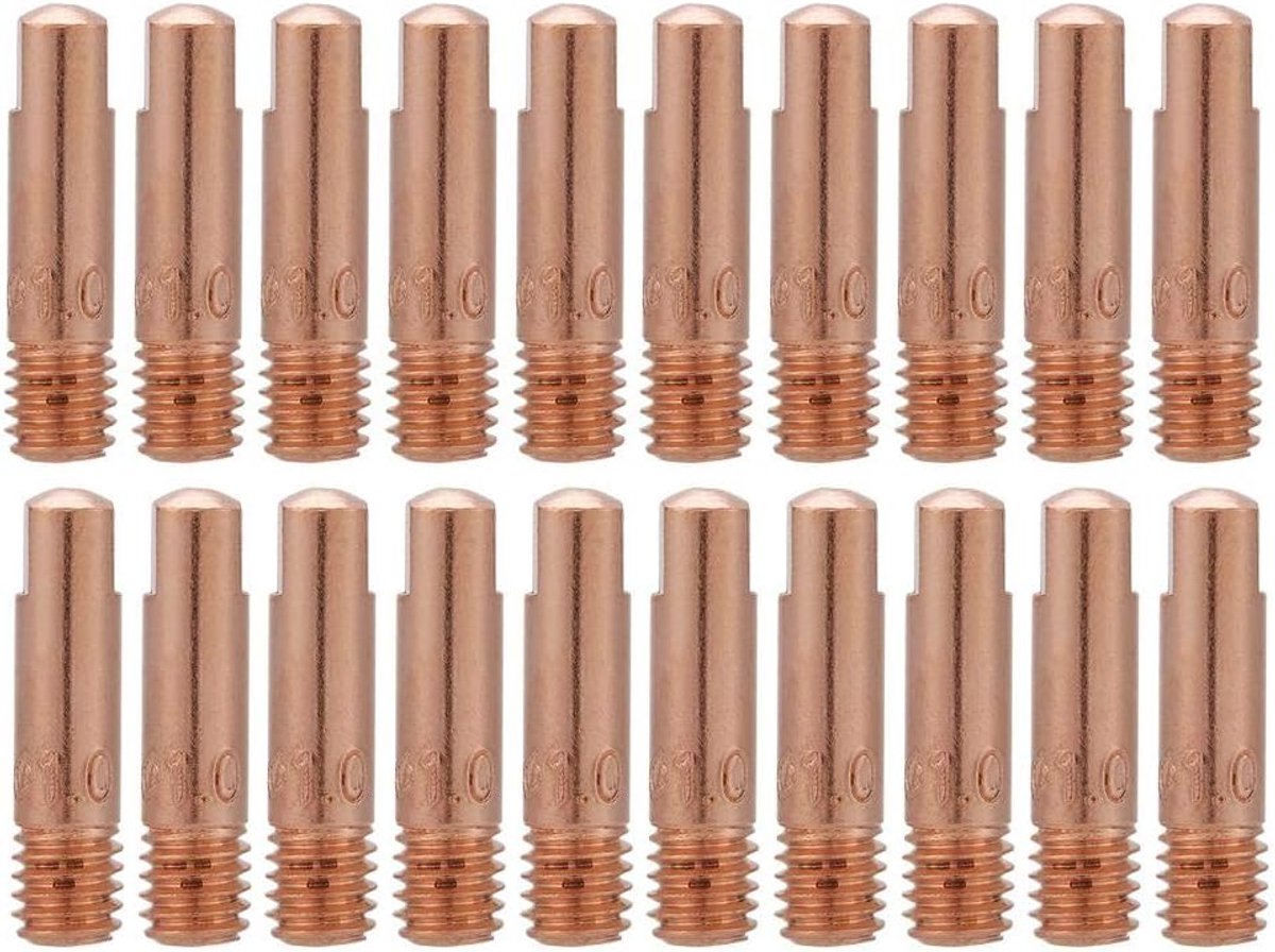 20 stks Tip 0.8mm 1.0mm Koper Tip voor 15AK MIG/MAG Lastoorts Verbruiksartikelen (0.8)