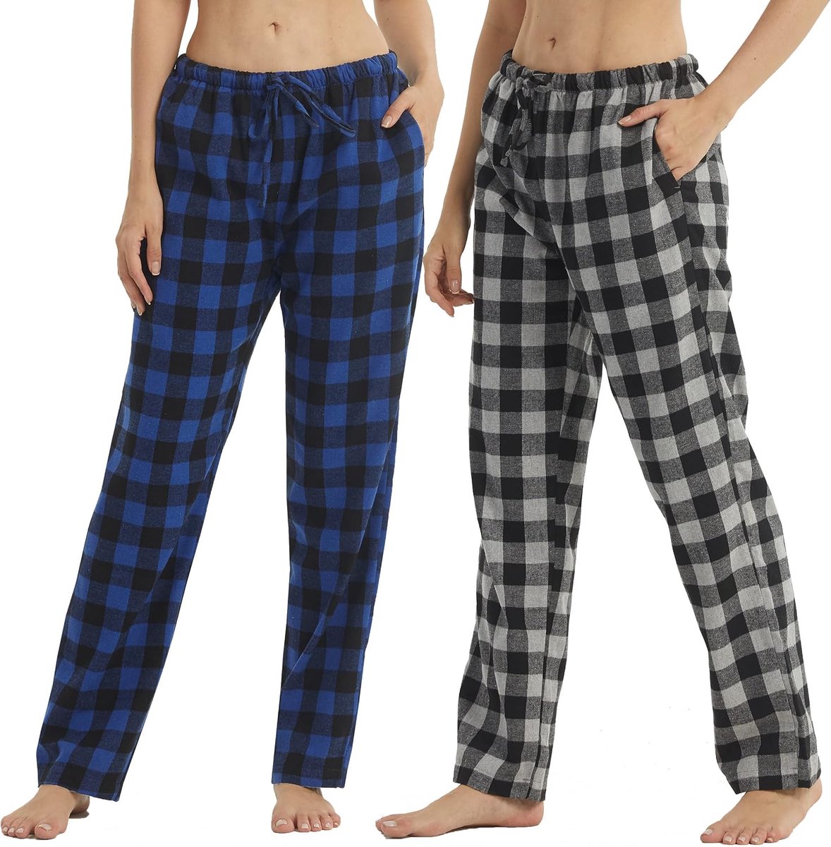 1-2 Pack Womens Pyjama Bottoms Flanel Geruite Loungewear Pyjama voor Vrouwen Pyjama Broek Met Zakken Nachtkleding
