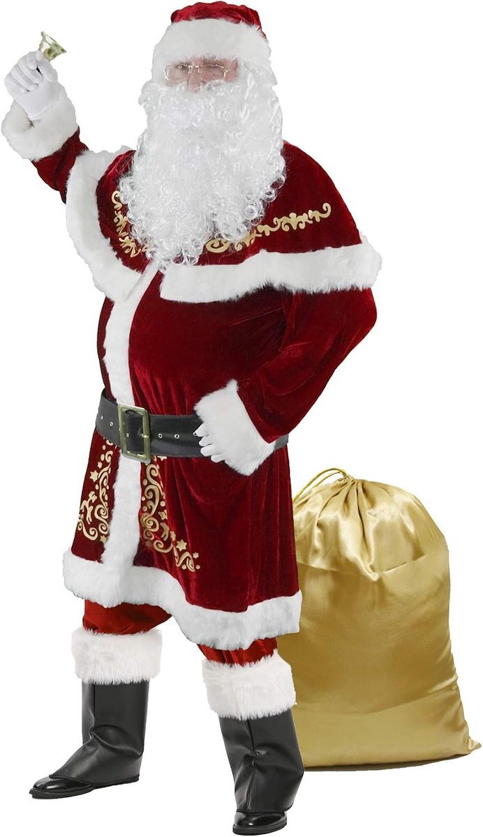 Kostuum voor Mannen 12 stuks Kerst Set Deluxe Fluwelen Volwassen Kerstman Pak