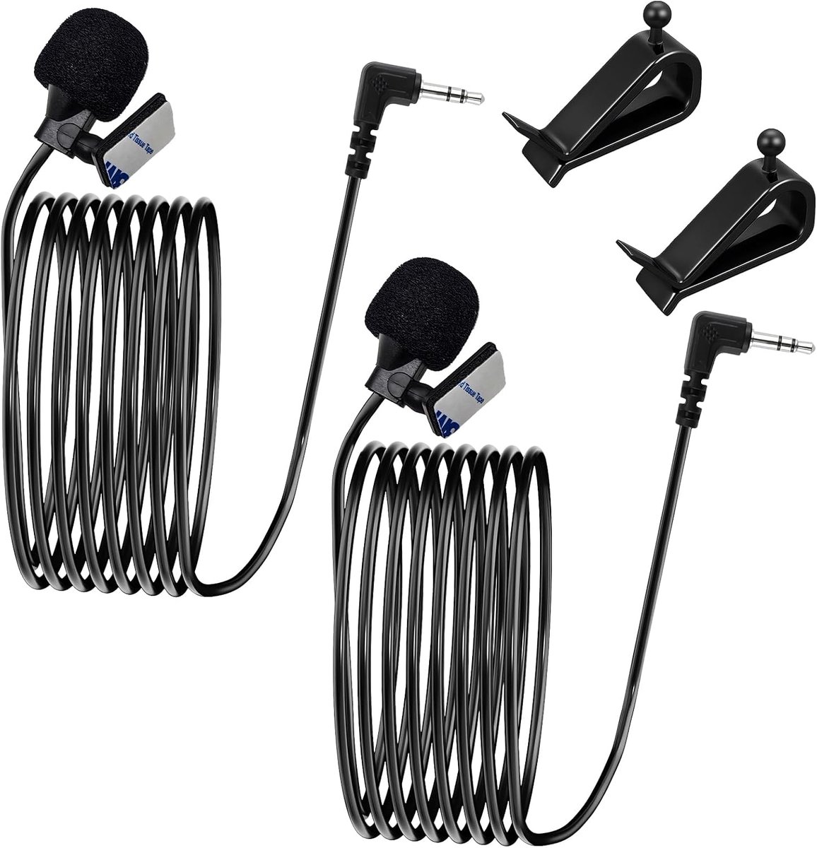 microfoon, 3,5 mm microfoon, externe auto-microfoon voor autoradio, dvd, BT navigatie-radio, microfoon autoradio met eenvoudige clip, 3 m kabel, plug-and-play (2PCS)
