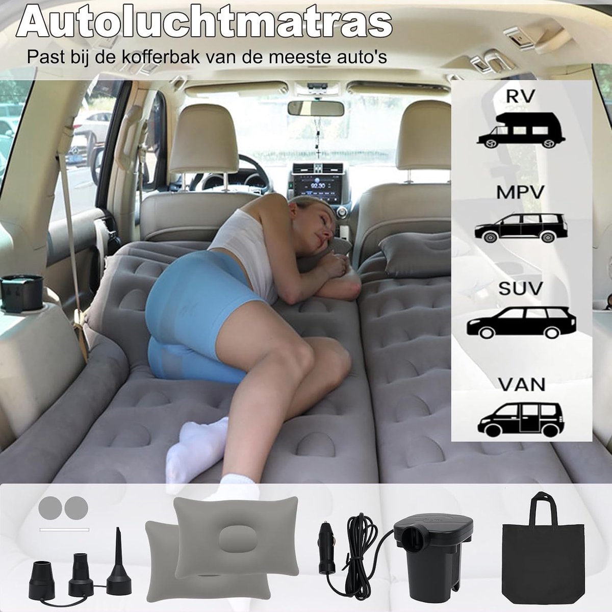 Matras Auto met 2 Kussens Camping en Road Trip