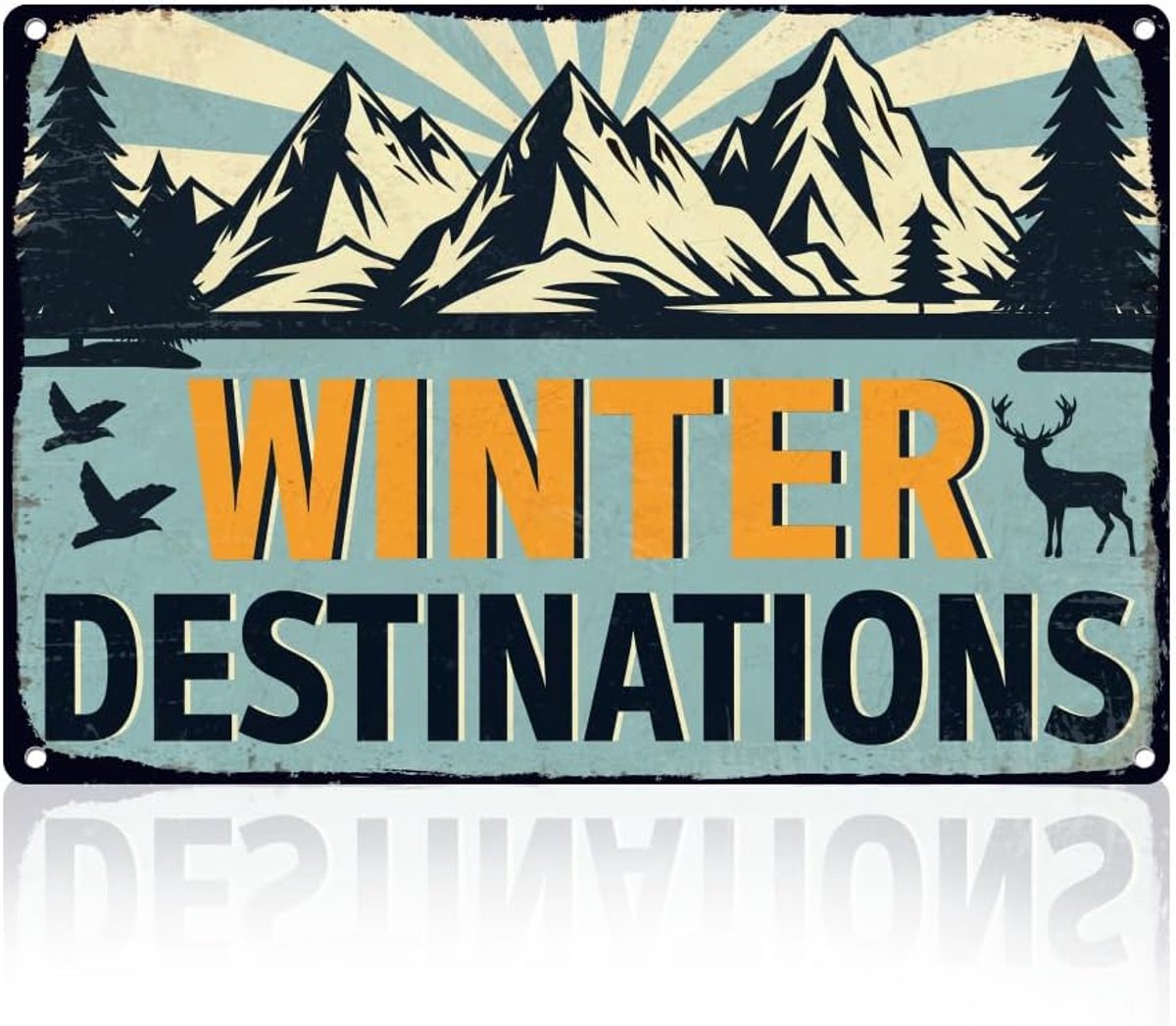 Destinations Camping tinnen bord 30 x 20 cm wanddecoratie avontuur metalen bord vintage muur poster voor camping boerderij camper man grot cabine club decor cadeau