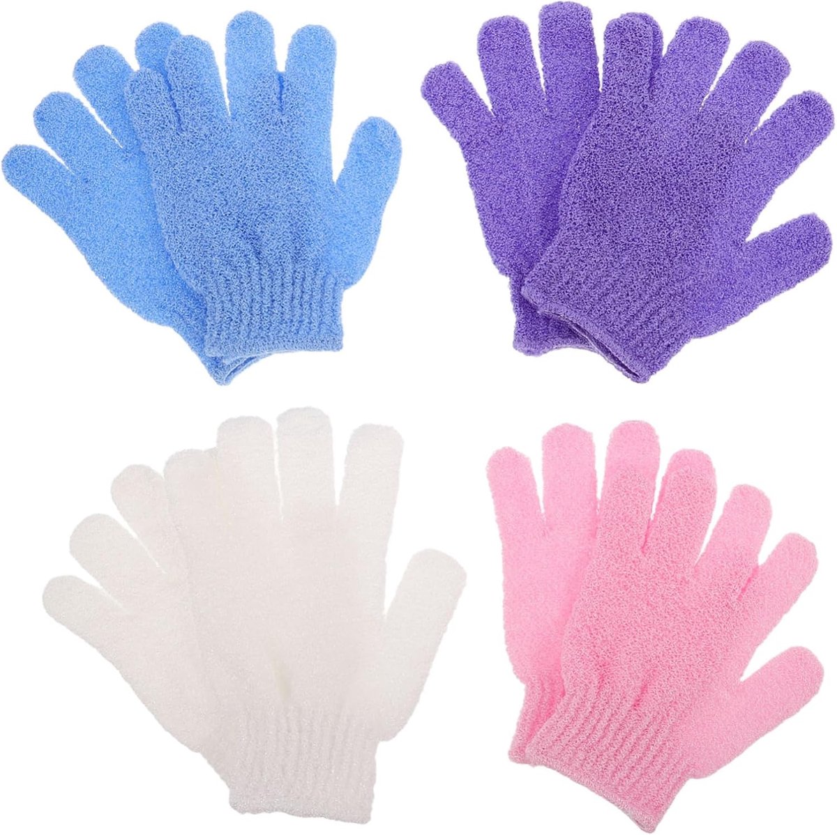 4 Paar Rugscrubbers: Exfoliërende Badhandschoenen Met Vijf Vingers Voor, Spa-massage - Diepreinigende Nylon Bodyscrubber Voor Mannen En Vrouwen