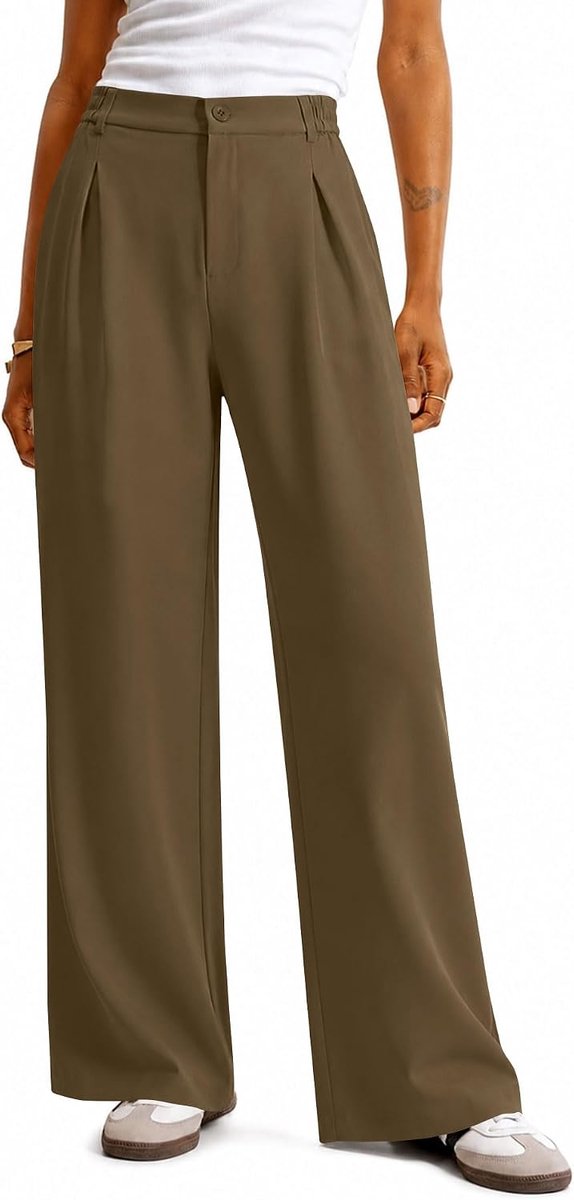 Broek met wijde pijpen voor dames, stretch werkbroek met zakken
