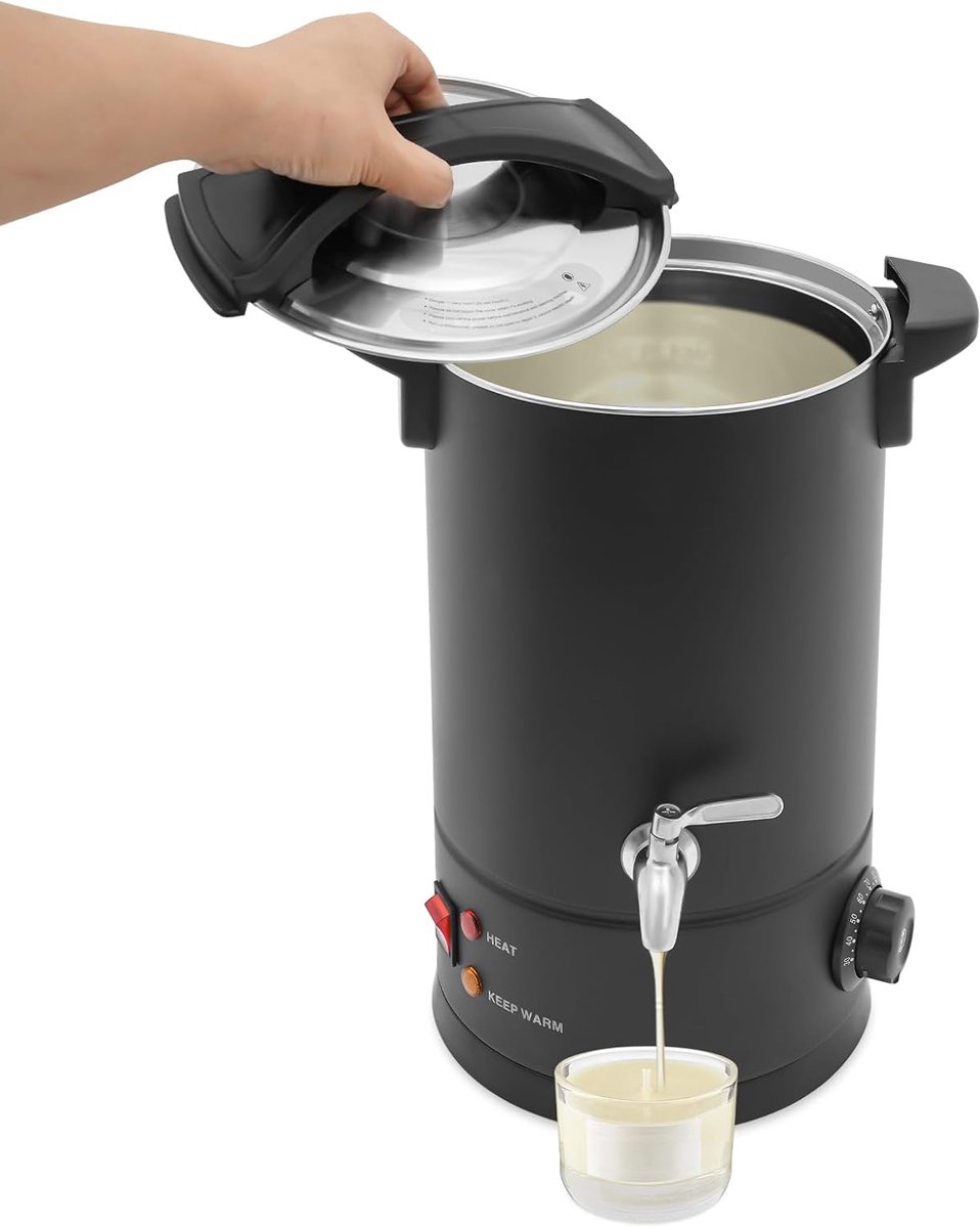 Professionele wassmelter, wassmelter voor kaarsen, 8 l/10 l/12 l/15 l, veelzijdige elektrische smeltpan voor het koken van water, thee en doe-het-zelf van zeep, haarverzorging, crèmes (zwart, 8