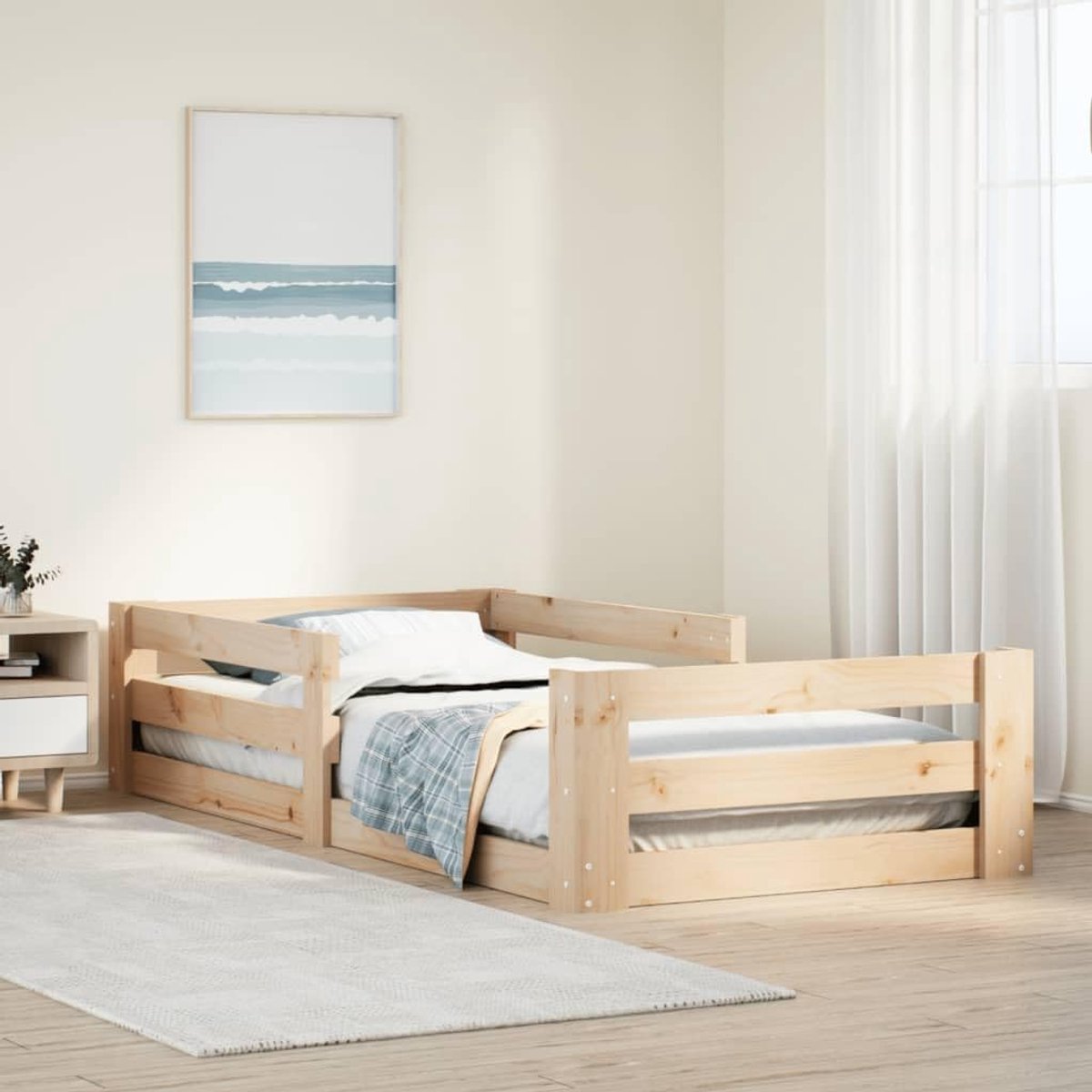 Grenenhout stabiel bedframe met lattenbodem naturel 80x200 cm