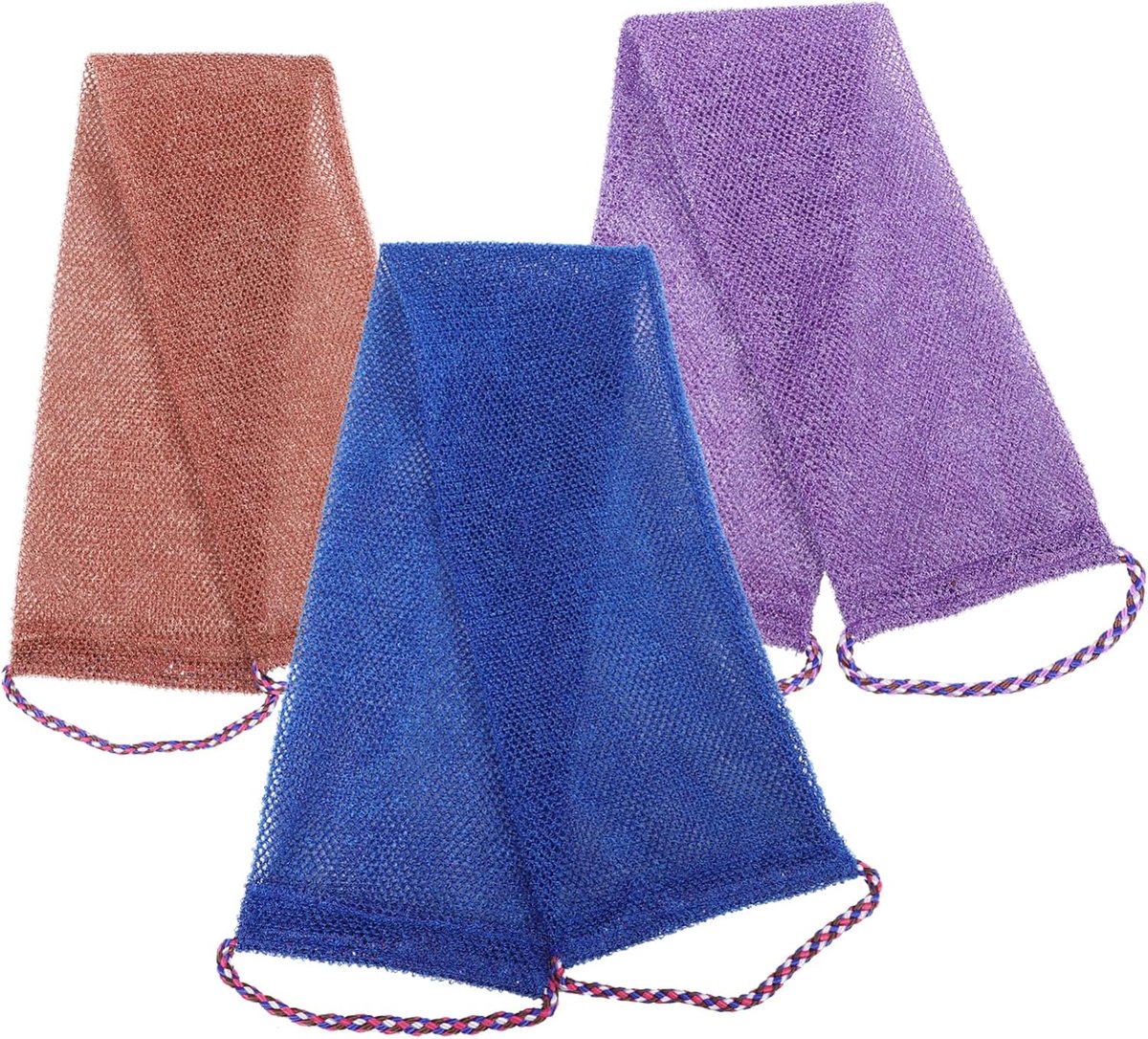 3 Stuks Trek Touw Scrub Handdoek Gezicht Stoomboot Bodyscrub Droogborstelende Lichaamsborstel Exfoliërende Sisalspons Gaas Scrubber Exfoliërende Handschoenen Droge Borstel Nylon-