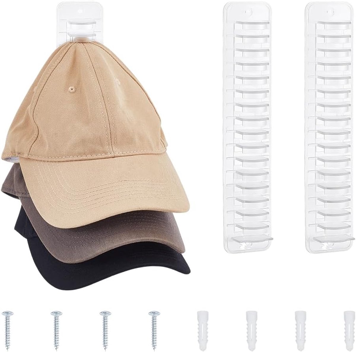 2 stuks zelfklevende hoed opbergrek meerlaagse baseballcaps opbergrek voor wandmontage balcap haak hoedhanger