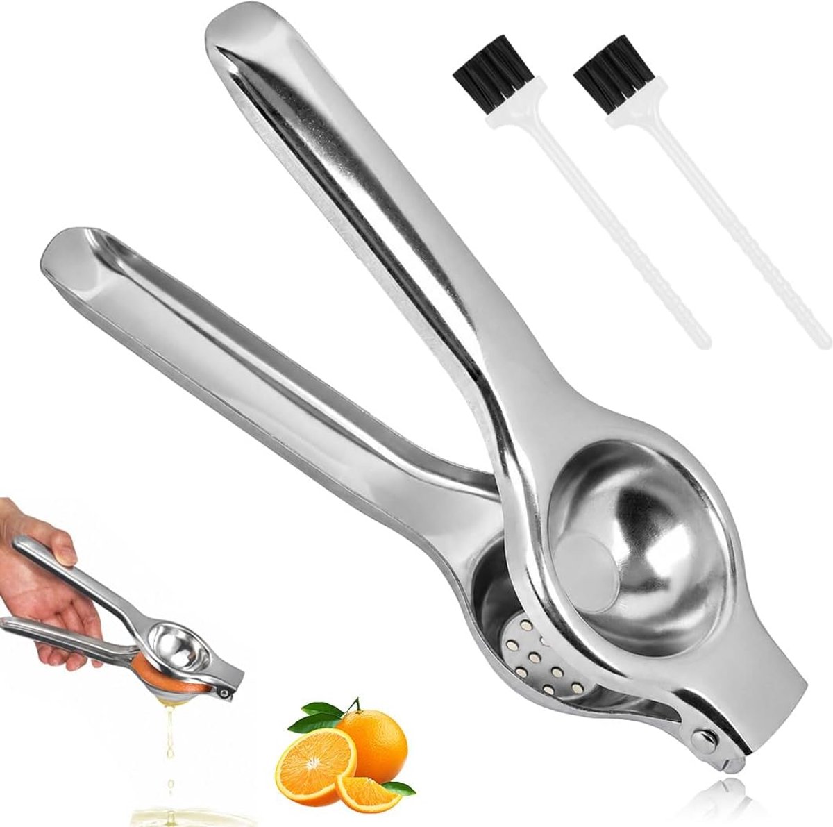 Handmatige citroenpers, professionele citruspers met hendel en reinigingsborstel voor het extraheren van vers sap, ideaal voor keuken, bar en drankbereiding, 1 stuk
