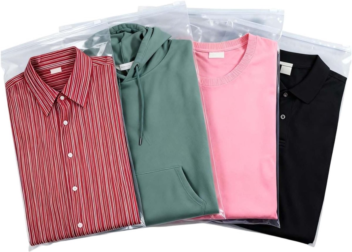 Set van 60 hersluitbare ritszakken, transparant - 30 x 40 cm - Zakken voor kleding - Grote ritszak - Grote opbergtas voor kleding, handdoeken, schoenen