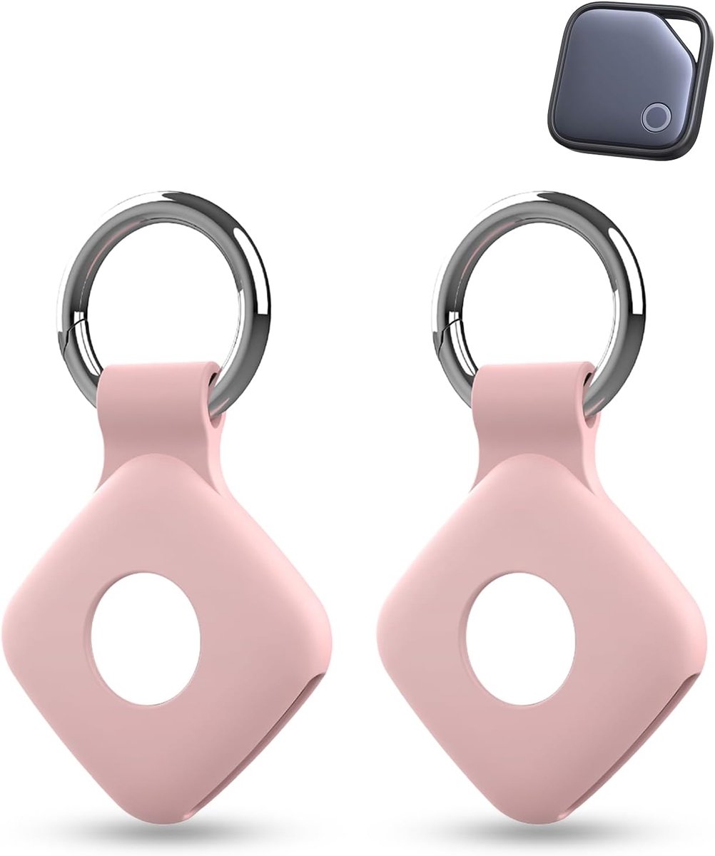 2 stuks siliconen hoes voor Ugreen FineTrack Anti-verlies-tracker, daunke volledige beschermhoes (geschikt voor ouderen, huisdieren, rugzak, bagage, kinderen, sleutels), krasbestendig, roze