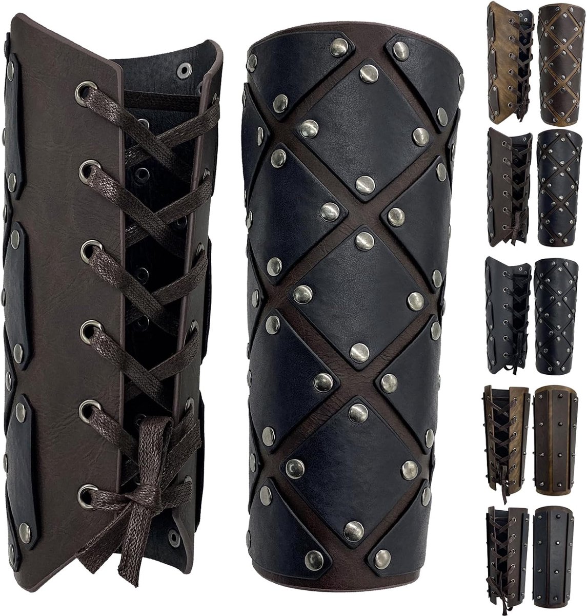 Armrails, retro armbeschermers van kunstleer, huurlingenhandschoen van kunstleer, vintage armbeschermers geschikt LARP