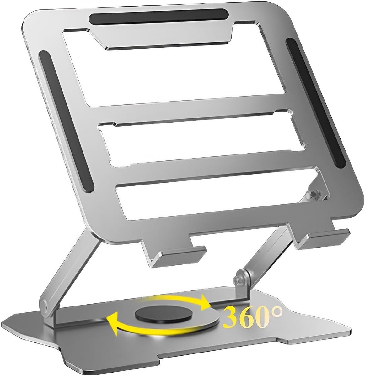 Laptopstandaard met 360° draaibare basis, opvouwbare laptopstandaard, ergonomische laptophouder voor laptop (10-17 inch), inclusief MacBook Pro/Air, Surface laptop, HP notebook