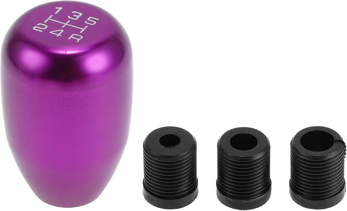 6cm Universeel voor 5 Versnellingen Handgeschakelde Voertuig Versnellingspook met 3 Adapters Aluminiumlegering Paars, 1 Set