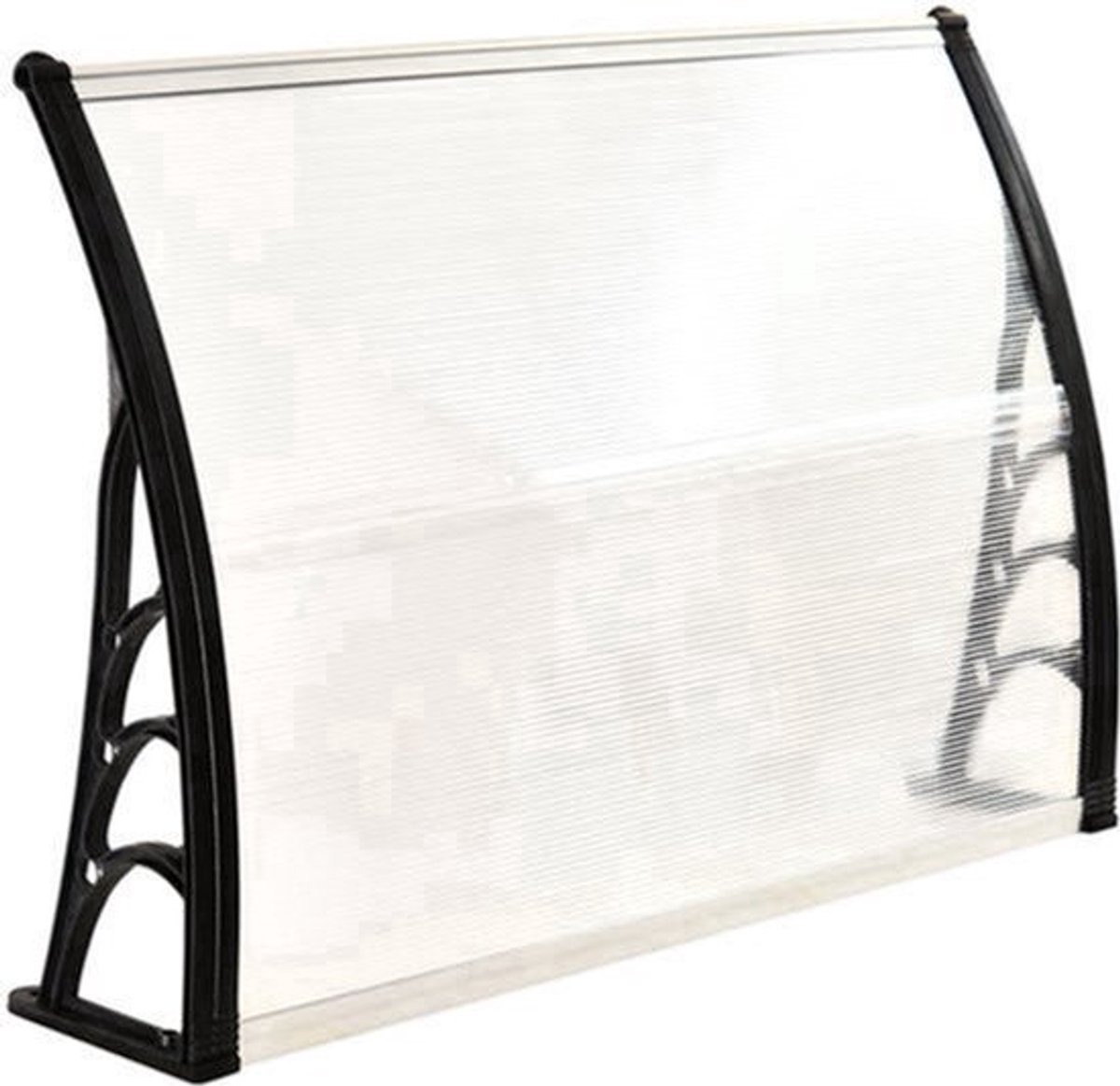 Voordeuroverkapping – Dakoverkapping – Deurkap – Overstek – Entreebescherming – Wit Frame – Polycarbonaat Dak – 75 x 100 cm – Schuin Ontwerp