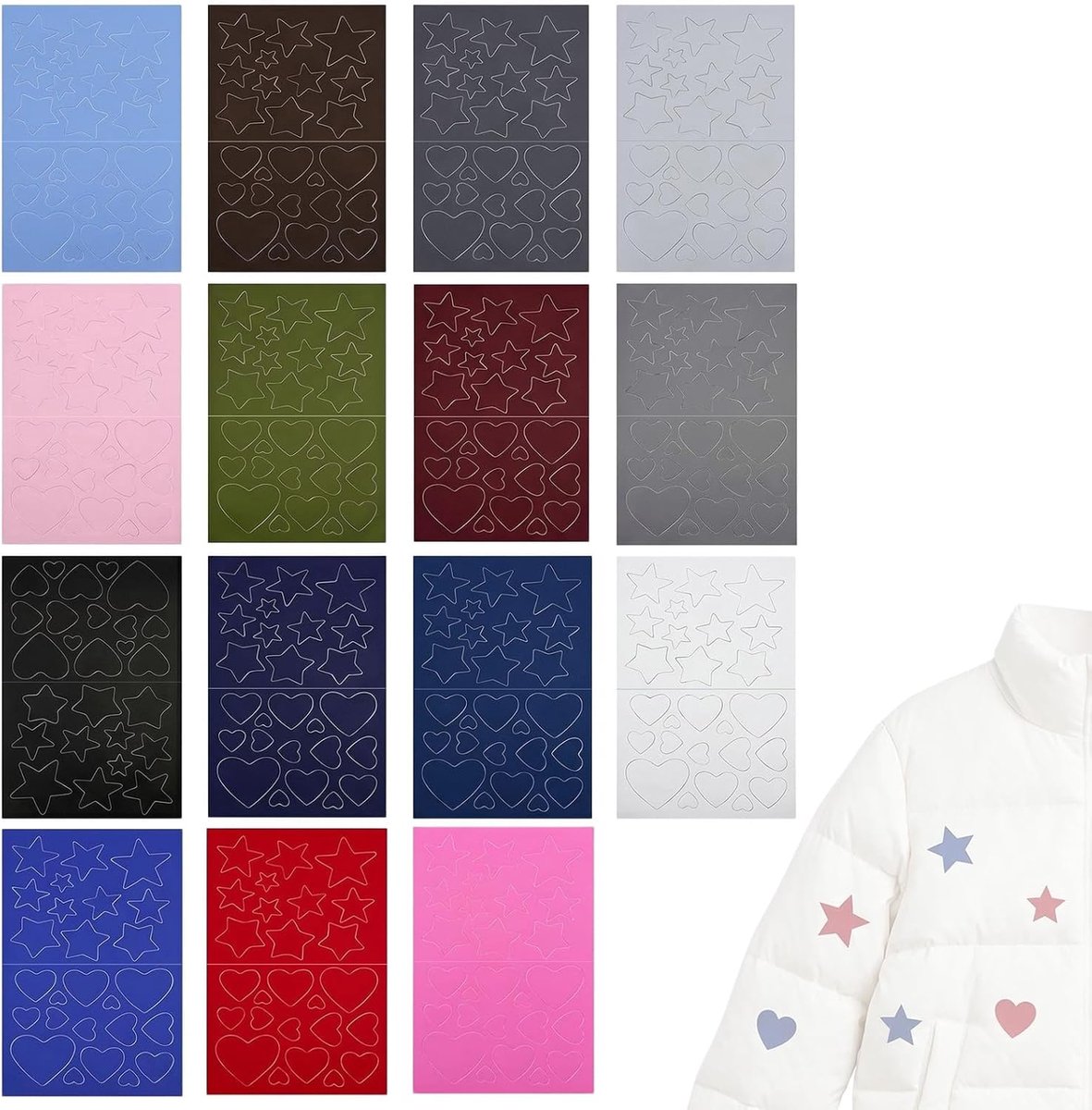 15 stuk zelfklevende stofvlekken, daanjacket vlekken reparatiepakket, brandgat reparatiepakket, strijkvlekken textiel zelfklevend voor daanjackets, tent, paraplu & DIY textielreparatie