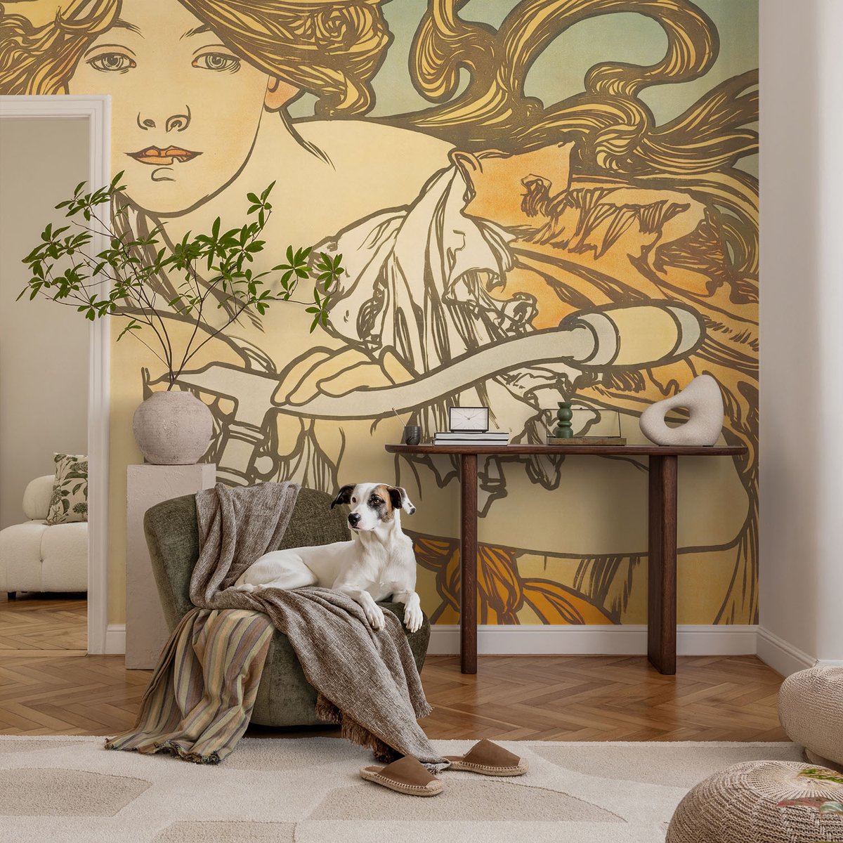 Coloray Vliesbehang - Beige Snellijm Behang - 104x70 cm - Lente-Elegantie Fotobehang Vlies - Hal behang Deel - Muurschildering - Woonkamer behang