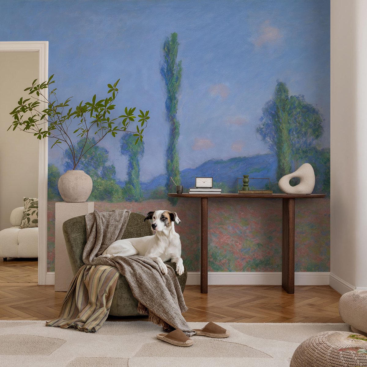 Coloray Vliesbehang - Blauw Snellijm Behang - 104x70 cm - De Charme Van De Natuur Muurschildering - Gang behang Landschappen - Fotobehang Vlies - Gang behang