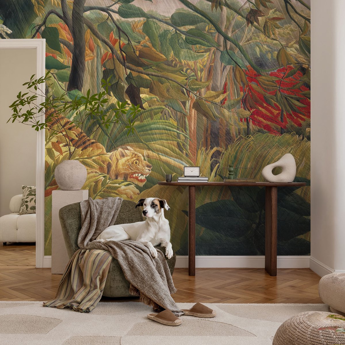 Coloray Vliesbehang - Groente Snellijm Behang - 104x70 cm - Exotische Tijger Fotobehang Vlies - Woonkamer behang Bloemen En Planten - Muurschildering - Woonkamer behang