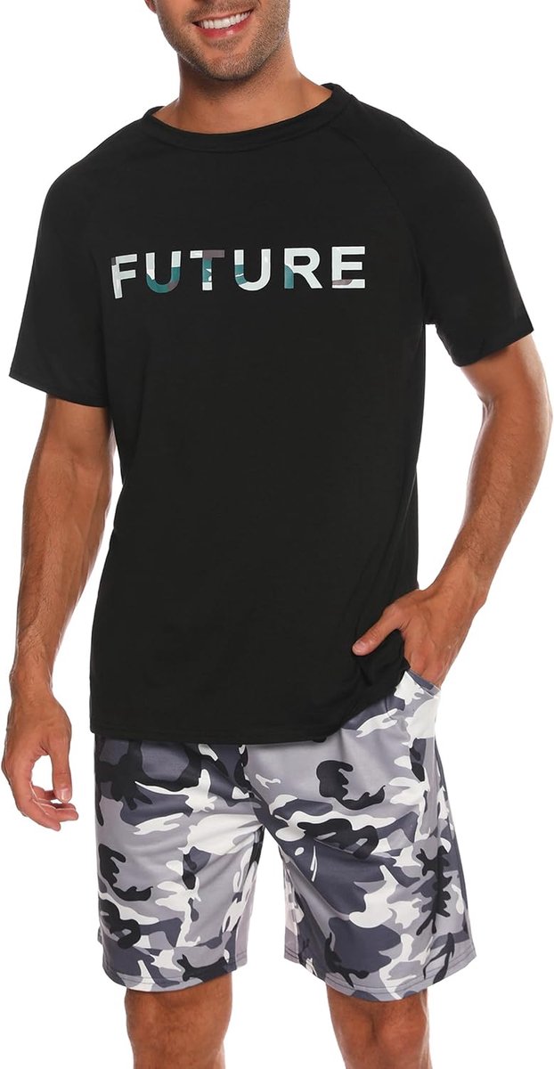 Pyjama voor heren, kort, katoen, zomer, pyjashorts, set Pijamas, heren, korte mouwen, korte pyjama, zomer, lichte nachtkleding