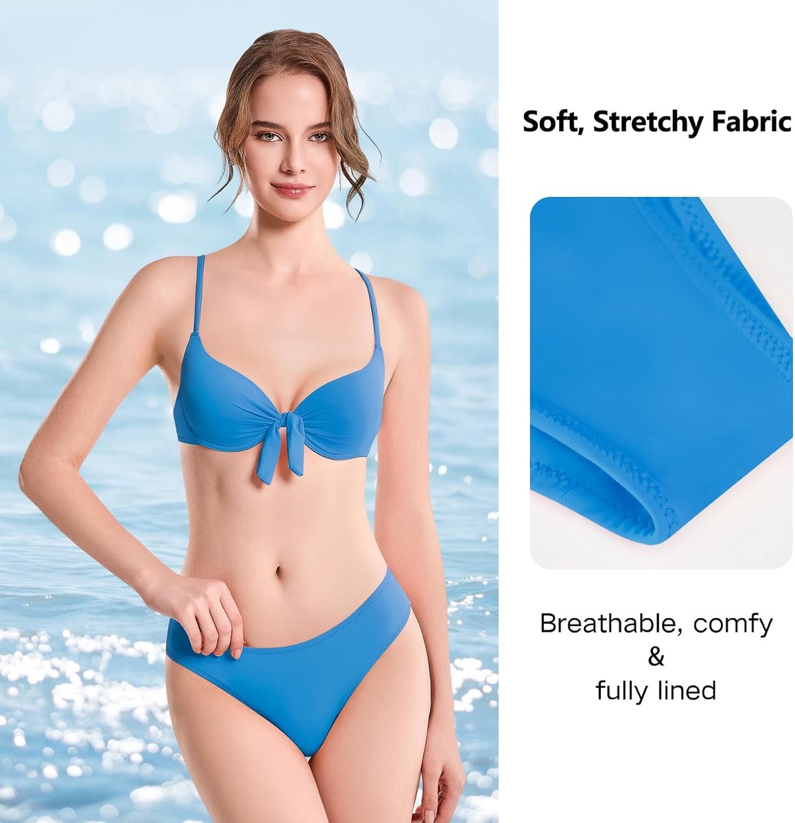Tie-Knot Bikini Set – Gewatteerd Tweedelig Badpak met Verstelbare Bandjes