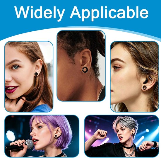 20-delige Silicone Oor Stretcherset - Flexibele Flesh Tunnels, 10 Maten 4mm-20mm Oor Dilators, Zwarte Double-Flared Oorpiercing Set voor Dames en Heren — afbeelding 5