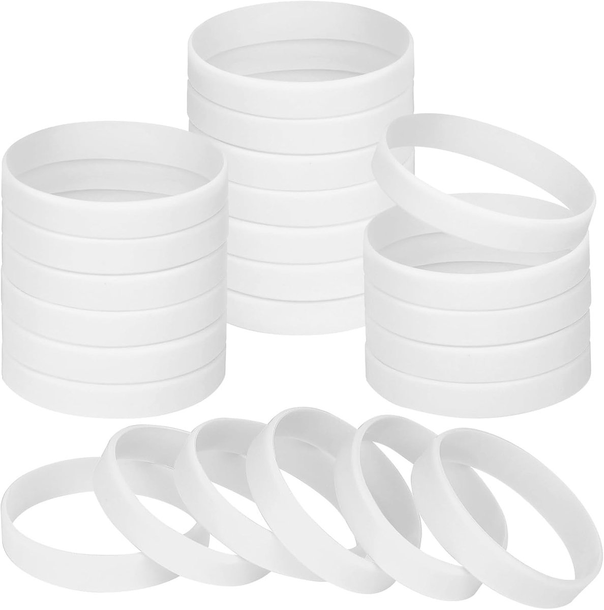 Polsbandjes Blank Rubber Armbanden voor Volwassen Kid Tiener, 24 stks Sport Party Siliconen Elastische Polsband Armband bands voor Evenementen School Leraar Supplies