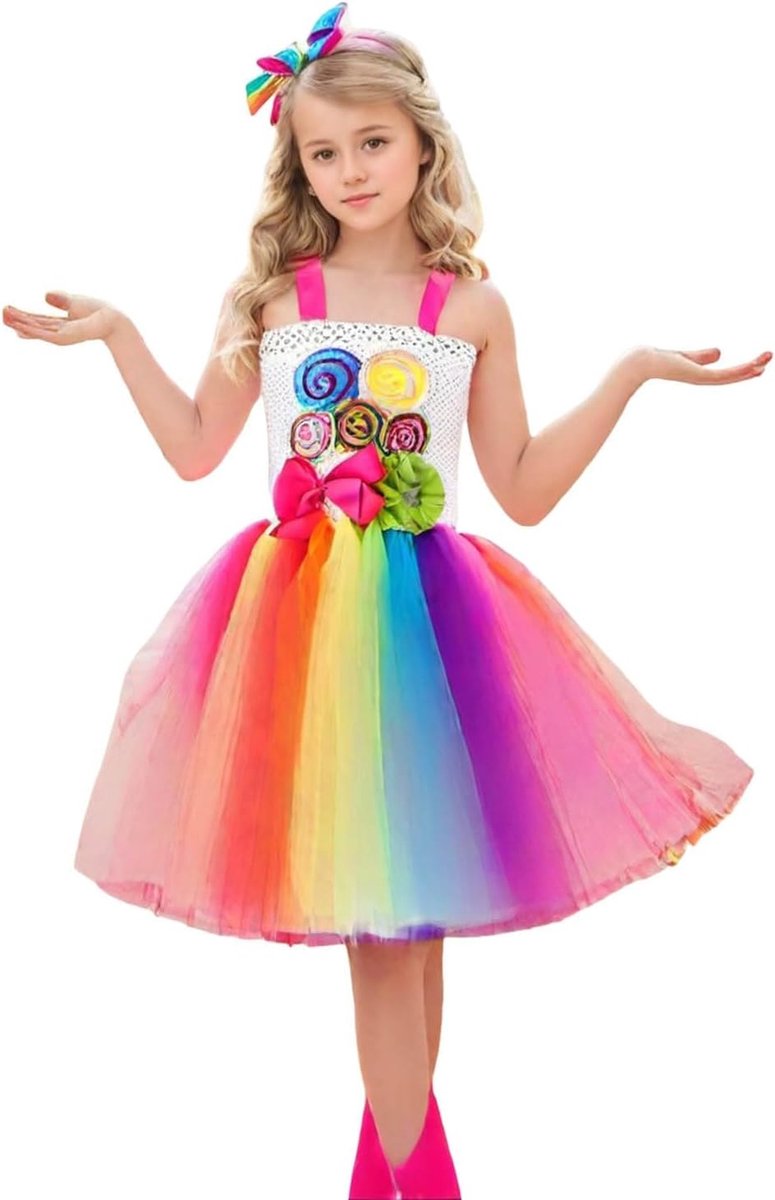 Meisjesjurk, prinses, tule, kant, versierd met parels, ceremonie, bruiloft, avond, feest, verjaardag, elegant, kinderkleding, chique A153