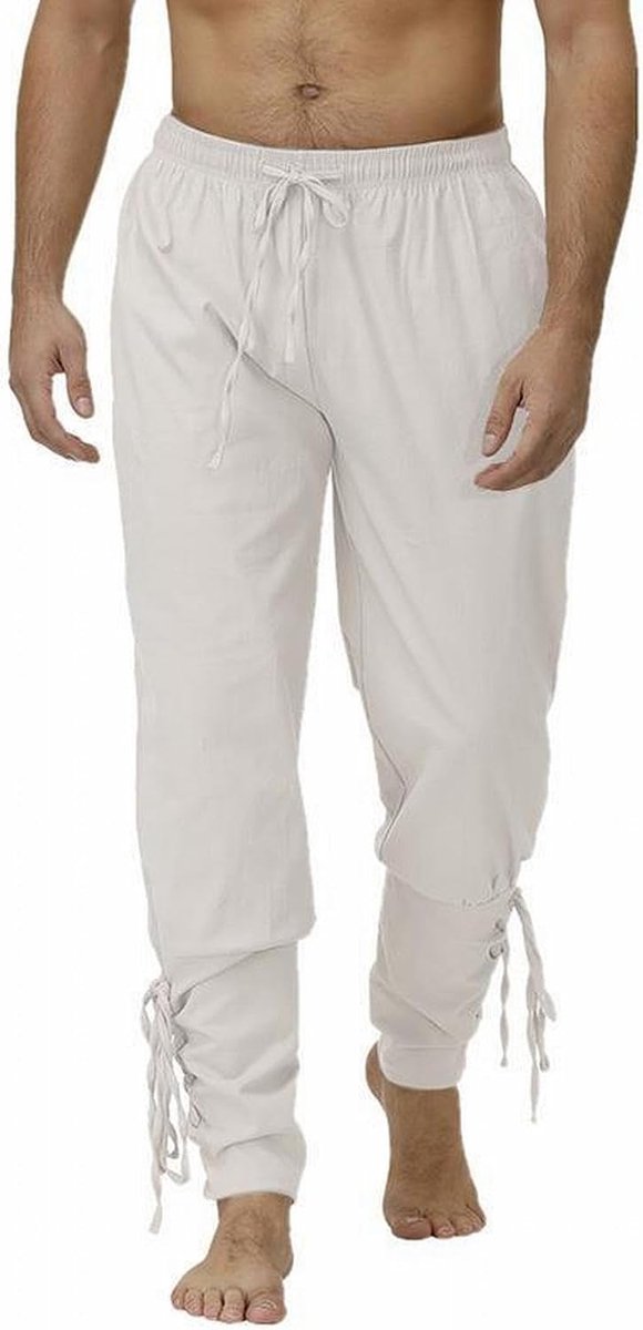 middeleeuwse linnen broek casual broek retro piratenkostuum Halloween elastische taille
