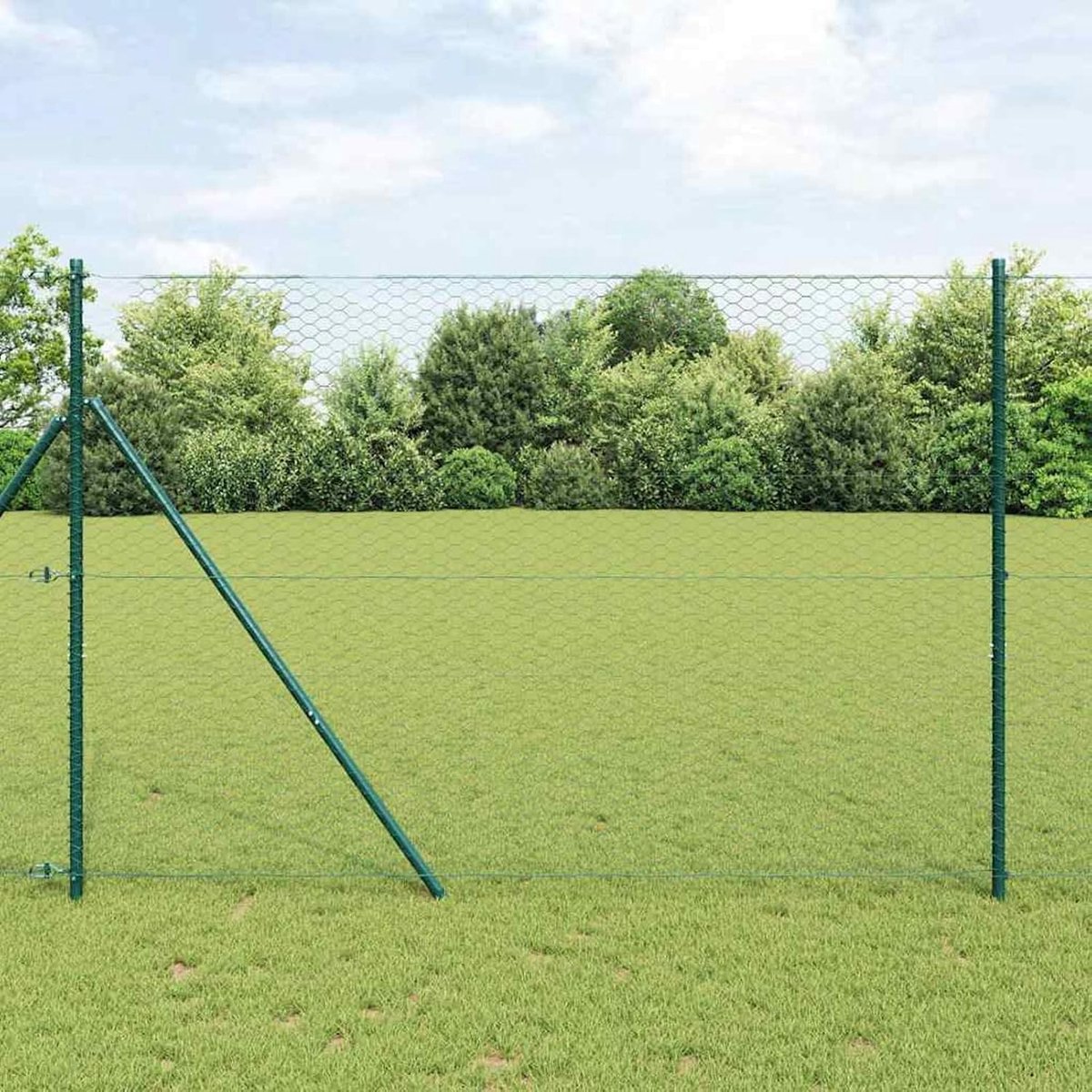Palen 13 stuks groen Ø 32 mm 210 cm verzinkt staal, hekstangen metalen palen voor draadhekken tuinhek binnenplaats wilgenhek buitenbereik 3352690