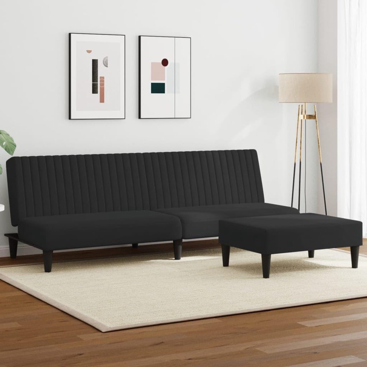 2-delige bankstel, sofa, bank, woonkamerbank, loungesofa bankstel, zitmeubel voor woonkamer, kantoor, zwart fluweel
